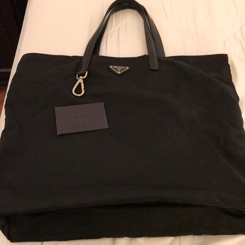 Black Prada Nylon Saffiano Tote Bag